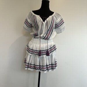 LoveShackFancy NWOT Blouson Mini Dress White 100% Cotton XS (will fit up to M)